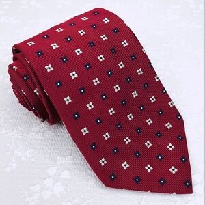 Brooks Brothers Makers Silk Tie Red Blue White Mini Floral Motif Necktie